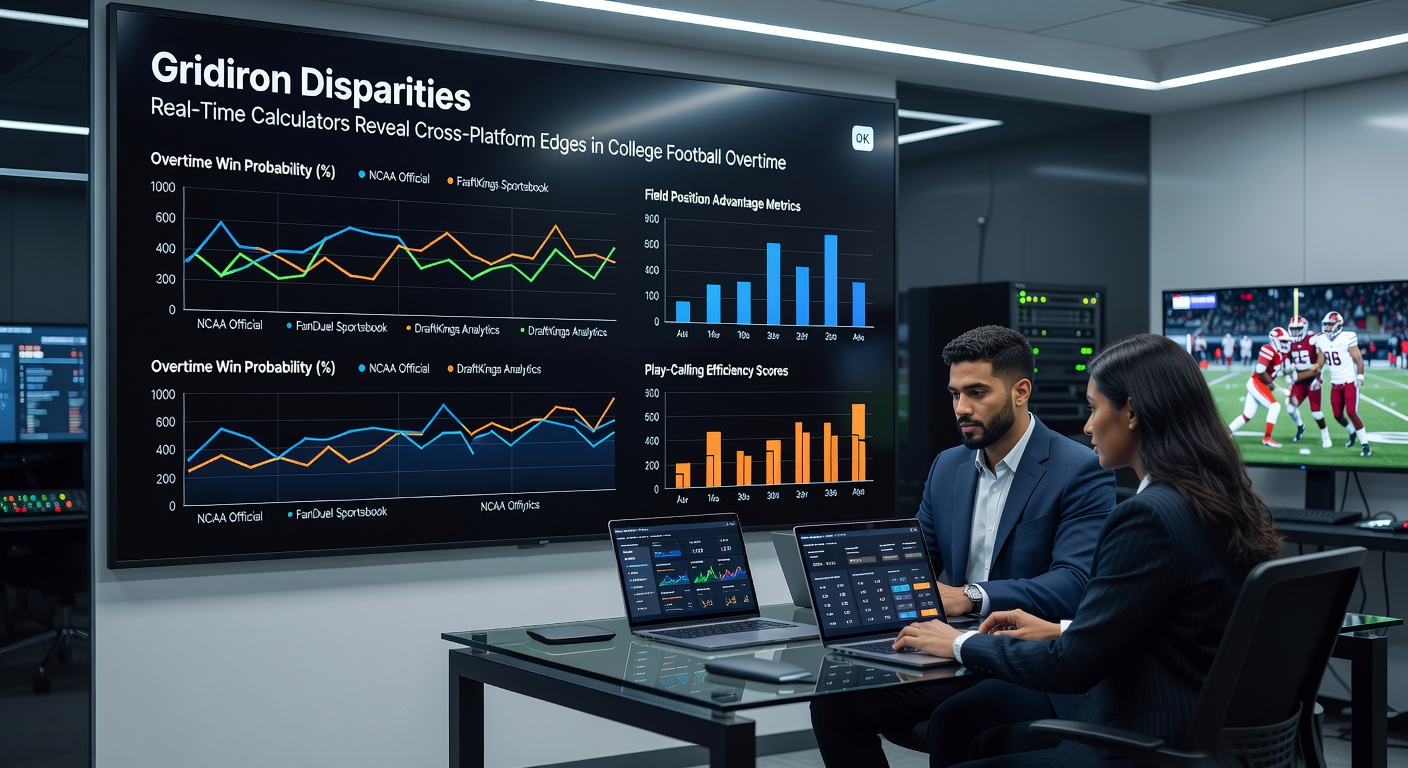 Real-time calculator dashboard displaying college football overtime odds discrepancies across betting platforms