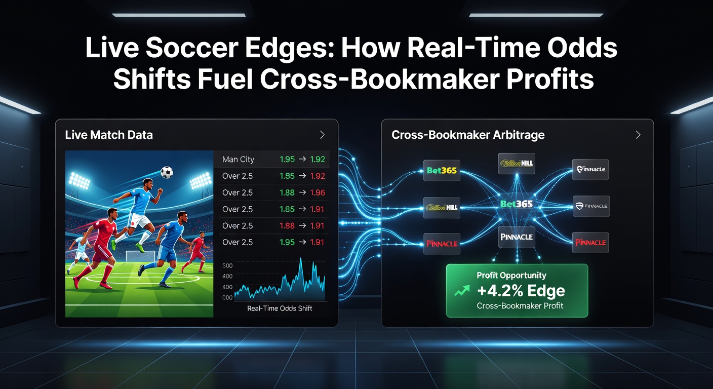 Graph illustrating odds divergence between bookmakers during a live Premier League match, highlighting profit windows