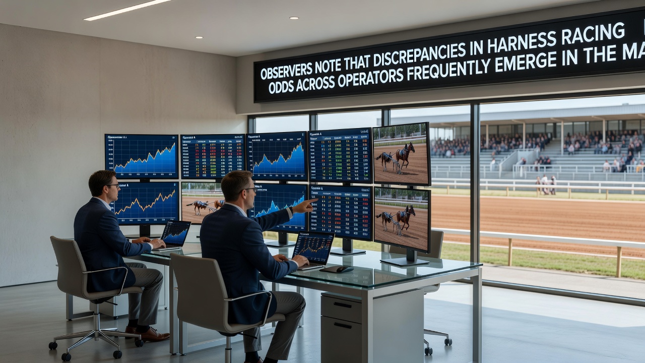 Screenshot of an integrated monitoring dashboard displaying live harness racing odds comparisons and gap alerts