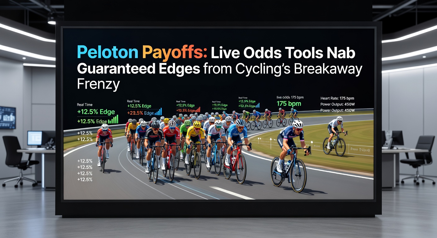 Screenshot of a live odds scanner interface displaying arbitrage opportunity in a cycling race, with odds from multiple bookmakers highlighted for a breakaway bet